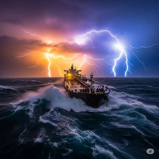 Oil Tanker weathering the storm.