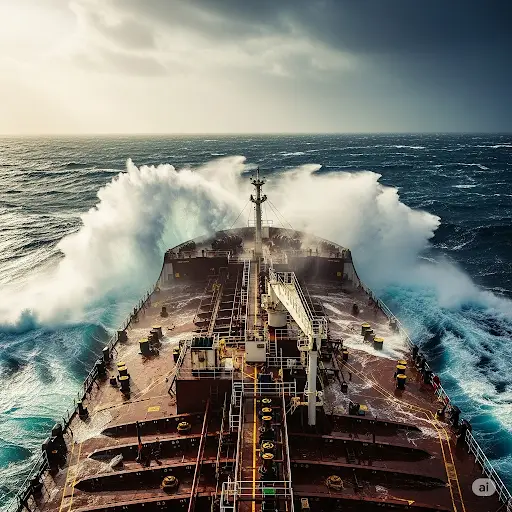 Oil Tanker moving ahead in open Seas